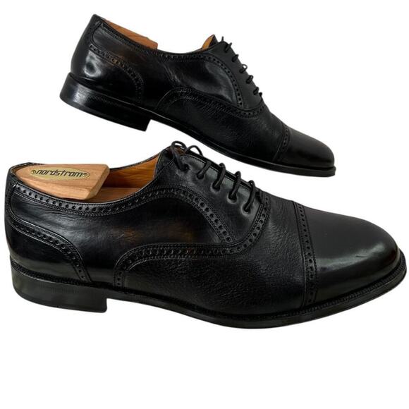 MEZLAN Florence Leather Oxford Dress Shoes in Black Men’s 8.5W Cap Toe Handmade main image 7